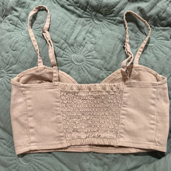 Amuse Society Bright Spark Beige Denim Crop Top (NWOT) - Picture 9 of 11